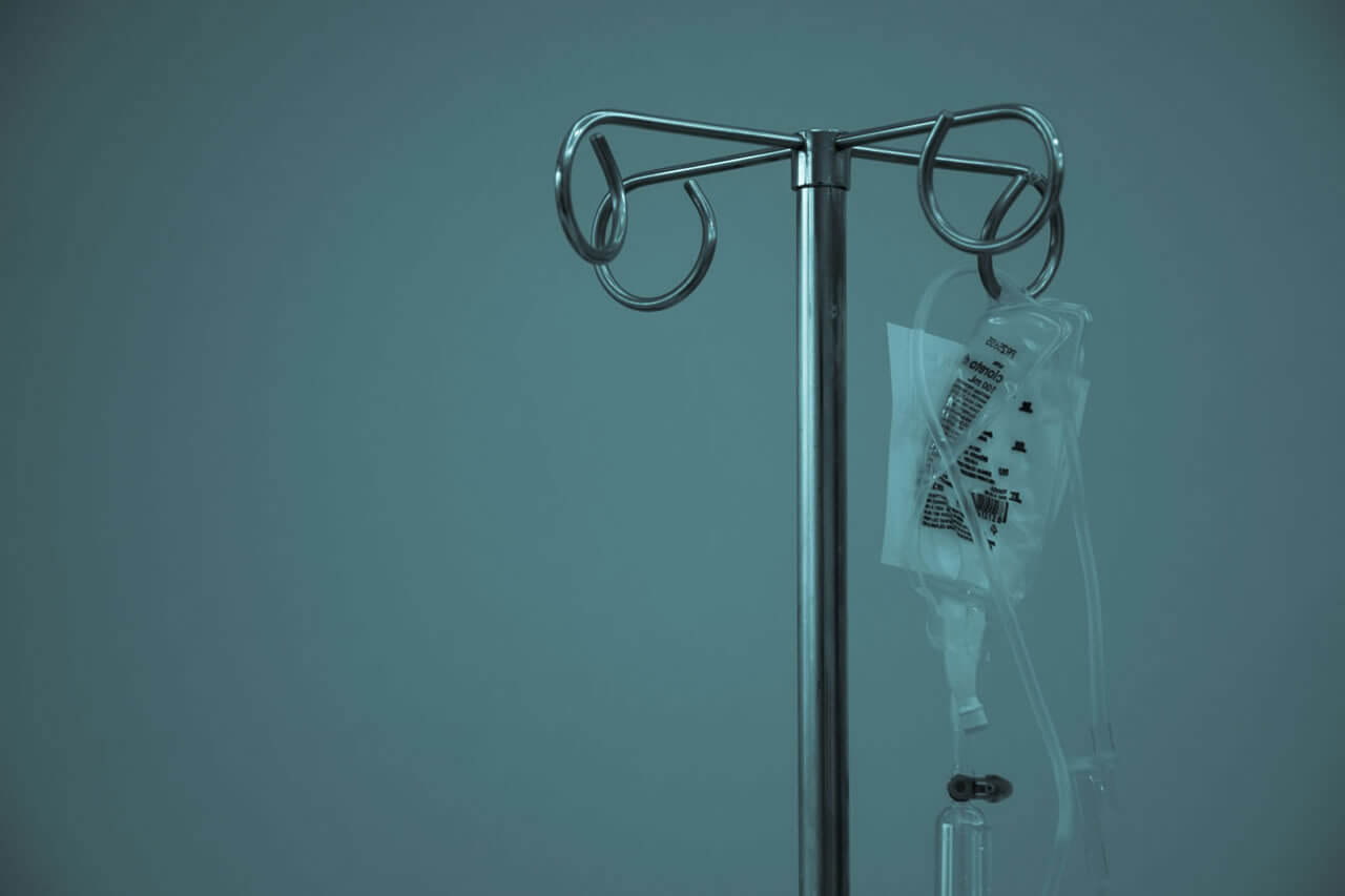 IV drip pole in a Tokyo medical center — a symbol of clinical excellence