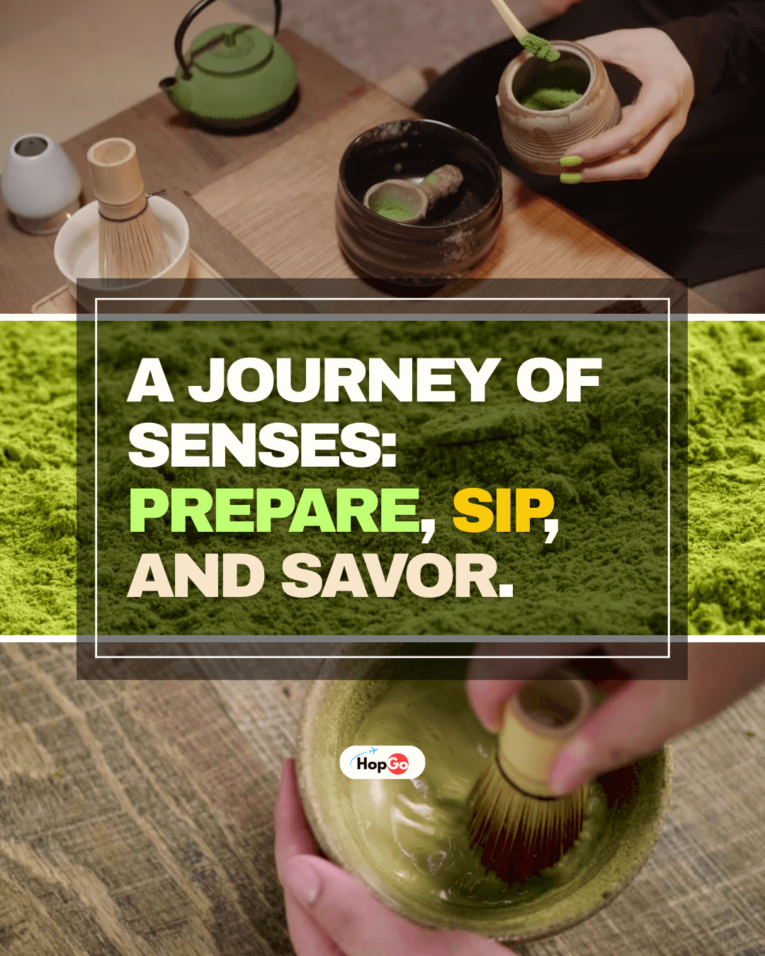 A must-try in Japan: authentic Japanese tea ceremony with matcha whisk and frothy green tea bowl.